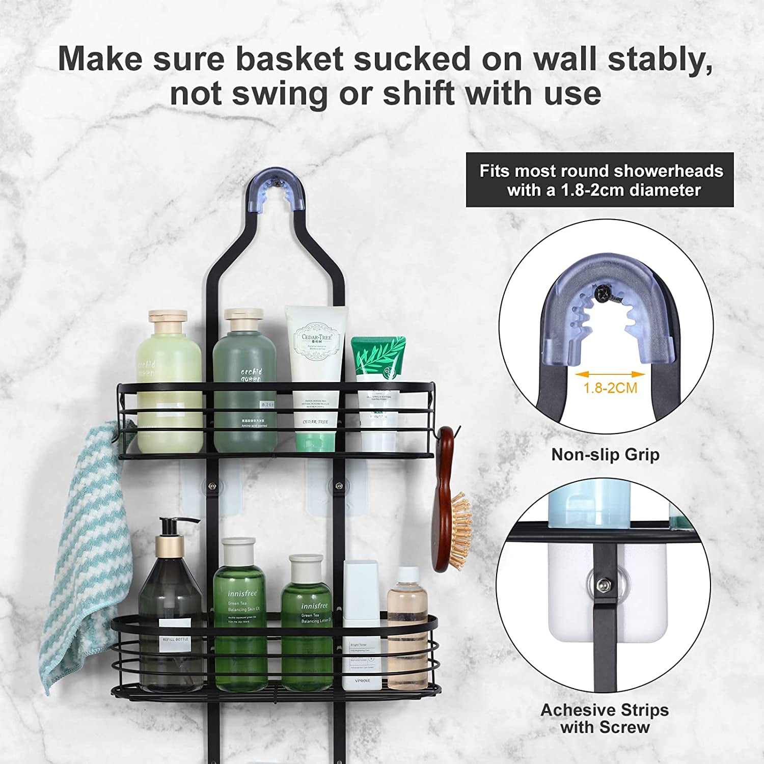 Consumest Shower Caddy, Shower Caddy Over Shower Head With Soap Holder, No  Drilling Hanging Shower Organizer With 4 Movable Hooks, Rustproof &  Waterproof Shower Storage Rack