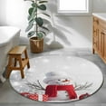 thumbnail image 5 of Grey Snowman Christmas Round Rug 3ft Washable Circle Entryway Rugs Non Slip Xmas Snowflake Balls Gifts Area Rug Indoor Floor Carpet for Bedroom Kitchen Living Room Home Office Dining Room Nursery, 5 of 8