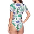 thumbnail image 4 of Fotbe Dinosaur Women's Crew Neck Short Sleeves Bodysuit Tops Round Neck Slim Sleeveless Soft Comfortable Basic-Medium, 4 of 9