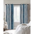 thumbnail image 4 of Blue Striped Kitchen Curtains Geometric Farmhouse Stripes Vintage Cafe Short Curtains for Bathroom Blackout Window Curtain Grommet Small Window Treatment Tier Drapes for Bedroom Living Room 42"x45"x2, 4 of 9