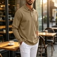 thumbnail image 6 of Hearthz Big and Tall Polo Shirts for Men Soft Breathable Moisture Wicking Long Sleeve Work Shirts for Men Solid Color Collared Mens Golf Polos Khaki XXL, 6 of 9
