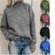 thumbnail image 2 of Suéter de mujer europeo y americano Suéter de mujer de cuello alto de punto trenzado, 2 of 5