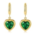 thumbnail image 1 of Nvzi Pendientes con forma de corazón de melocotón y circonitas, pendientes de acero inoxidable bañados en oro, colgante de amor, pendientes de acero de titanio (verde), 1 of 4