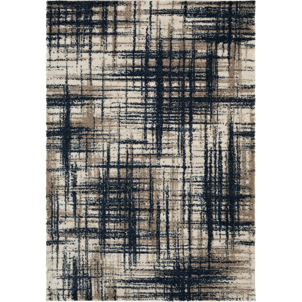 Mainstays Crosshatch Shag Indoor Area Rug, Navy, 5'x7'