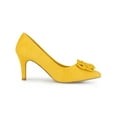 thumbnail image 3 of BLISSFUL STEP Women's Flower Pointed Toe Stiletto Heels Pumps Yellow 5.5, 3 of 7