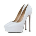 thumbnail image 3 of YDN Women Classic Platform Stiletto High Heel Pumps Pointed Closed Toe Pumps Snake Print Slip On Wedding Dress Shoes Size 16 White, 3 of 4