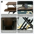 thumbnail image 2 of New 32 Inch Desk Converter, Height Adjustable Sit to Stand Riser, Dual Monitor and Laptop Workstation with Wide Keyboard Tray, Walnut Color, 2 of 6