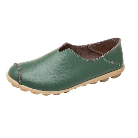 

PLLFRLRT Women s Loafers & Slip-Ons Wide Width Loafers Flats Shoes Comfort Soft PU Loafers Shoes Dressy Non-Slip Round Toe Casual Flats(Dark Green 8)