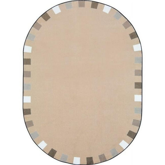 On the Border Rug in Neutrals - Oval  7.8 in. x 10.9 in.