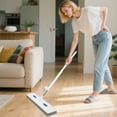 thumbnail image 2 of 17" Hand-Free Flat Mop for Dry and Wet Cleaning, Rotating Washable Microfiber Pad Suitable for Wood Floor and Tile Maintenance, Self-Cleaning Design for Easy Maintenance A, 2 of 5