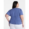 thumbnail image 3 of Terra & Sky Women’s Plus Femme Smocked Top, Sizes 0X-5X, 3 of 5