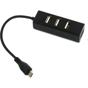 UISHUSO MicroUSB to USB 4 Port Black OTG Hub for Raspberry Pi Zero