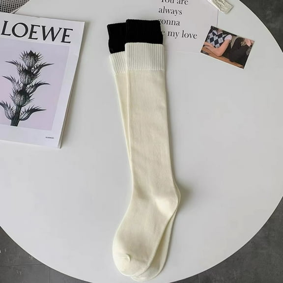 Firefly Hope 1 Pairs Solid Knit Cotton Knee High Tube Socks for Women, Casual, Stretch & Soft, All Season, Ideal Gift,A13