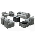 thumbnail image 2 of Ovios 11 Pieces Patio Fire Pit Set Outdoor Wicker Sectional Sofa Conversation Set with Swivel Rocking Chairs and Side Table,Dark Gray, 2 of 8