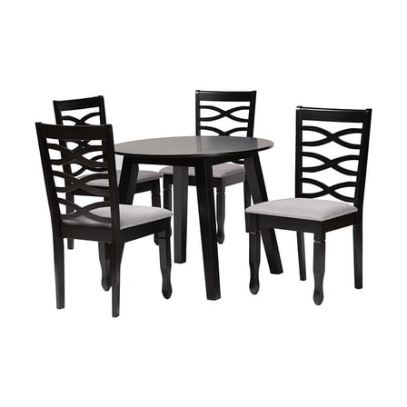 Baxton Studio Darina Modern Grey Fabric and Dark Brown Finished Wood 5-Piece Dining Set