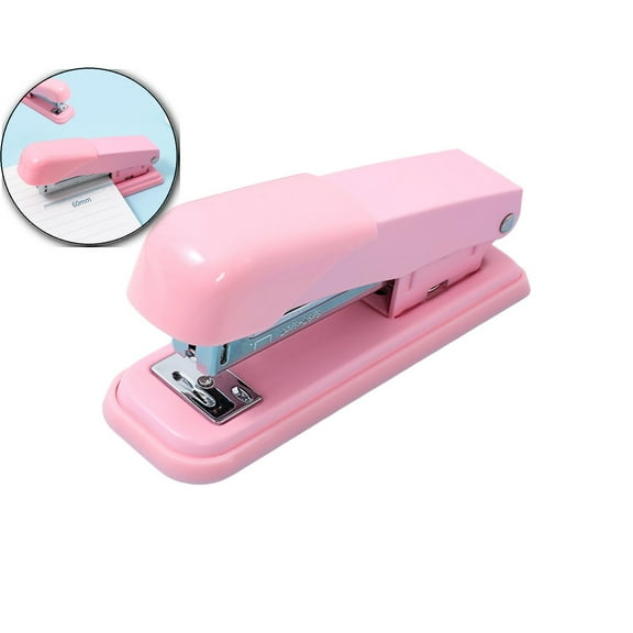 Dvruxg Mini Stapler – Multi-Functional Office Stapler with Comfort Grip – Easy Press, 1-Finger Operation(Pink)