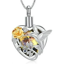 Hummingbird Heart Urn Necklace for Ashes Cremation Jewelry for Women Men Stainless Steel Memorial Necklaces Ashes Holder for Human / Pet with Fill Tool