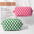 thumbnail image 4 of SOIDRAM 2 Piezas Bolsa de Maquillaje Bolsa de Cosméticos a Cuadros Rosa Verde, Bolsa de Aseo de Viaje Organizador Lindo Bolsa de Almacenamiento de Pinceles de Maquillaje para Mujer, 4 of 5