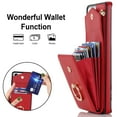 thumbnail image 4 of Wallet Case Compatible with Samsung Galaxy S21 Ultra,Case with Card Holder,with a strap,RFID Blocking Leather Cover 360°Rotation Ring Kickstand Protective Bumper Designed for Galaxy S21 Ultra,Red, 4 of 10