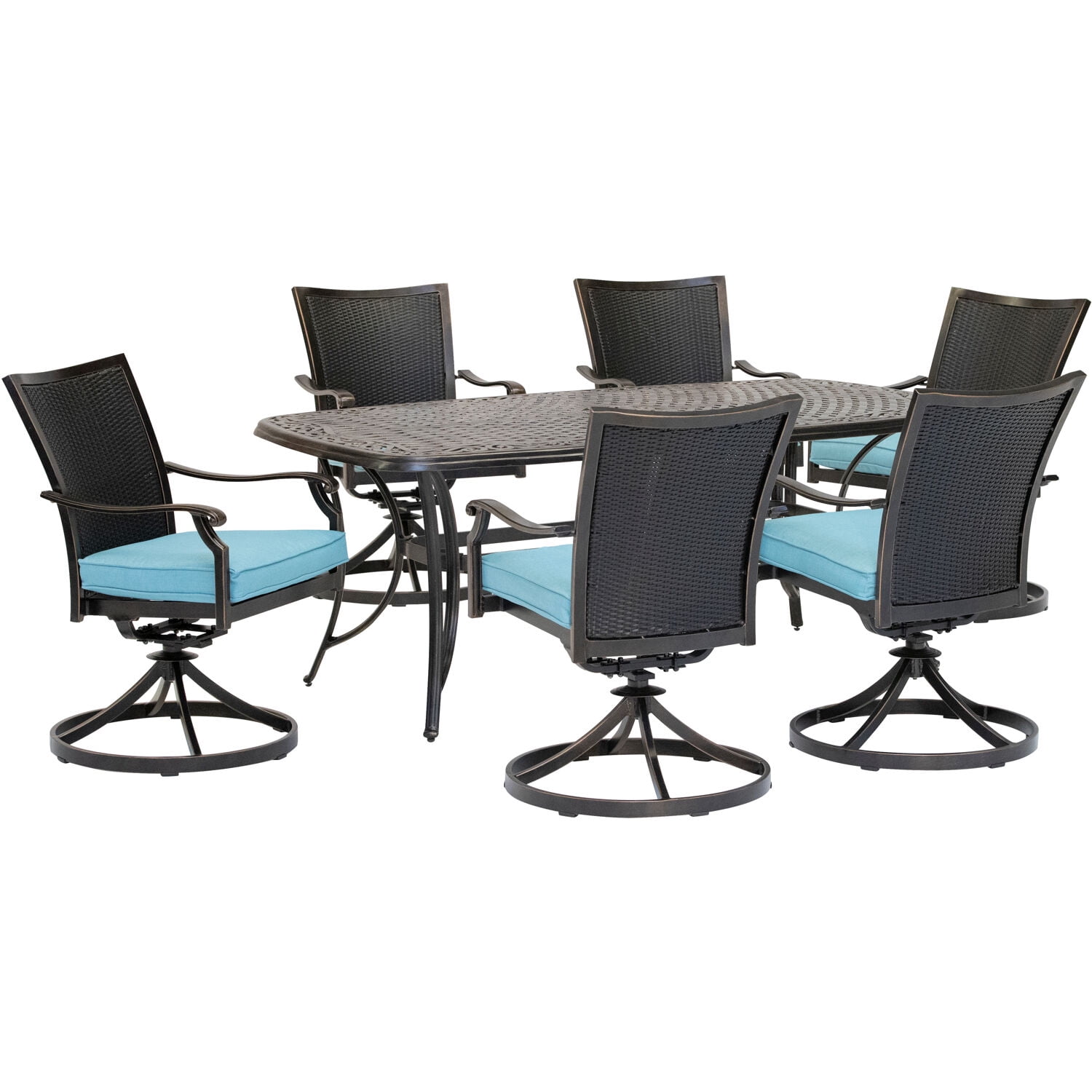 Hanover TRADITIONS7PC-BLU Traditions 7 Piece Dining Set in Blue Outdoor Furniture 