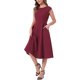 thumbnail image 4 of Vestido de trabajo elegante para mujer Inspire Chic, con mangas cortas, cintura ceñida, corte en A, color burdeos, 4 of 6