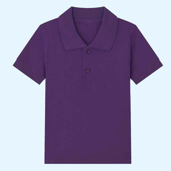 Amidoa Girls Short Sleeve Crewneck Solid Color Summer T Shirts Kids Cotton Casual Tops Purple Size 2T