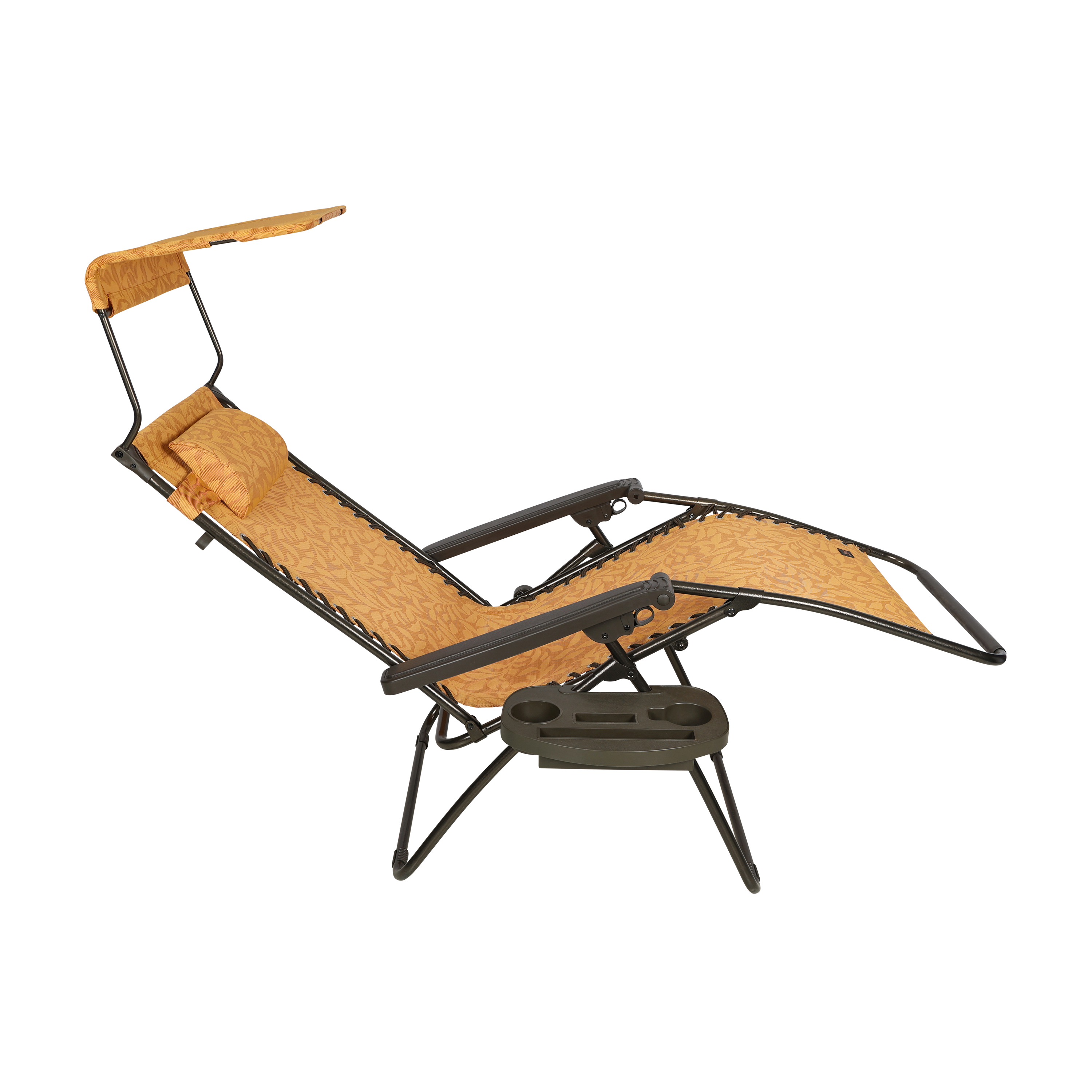 Bliss Hammocks 26" Wide Zero Gravity Chair w/ Adjustable Canopy Sun-Shade, Drink Tray, & Adjustable Pillow, 300 Lbs Capacity (Amber Leaf) - image 3 of 4