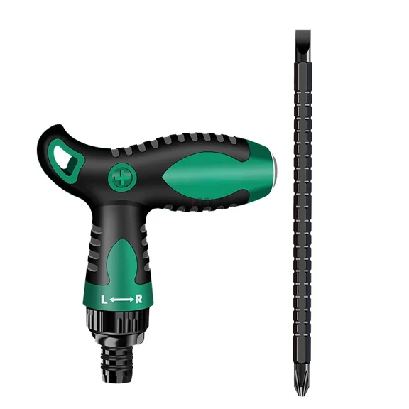 T-shaped Ratchet Screwdriver Cross Straight Double-headed Multi-functional Strong Magnet Tool Pick Home Use Plum Blossom Repair