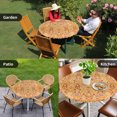 thumbnail image 4 of Orange Yellow Boho Round Tablecloth for 45-54 Inch Tables,Fitted Table Cover with Elastic Edge,Vintage Shabby Abstract Geometric Art Waterproof Outdoor Table Cloth Protector for Patio Garden Dinner, 4 of 9