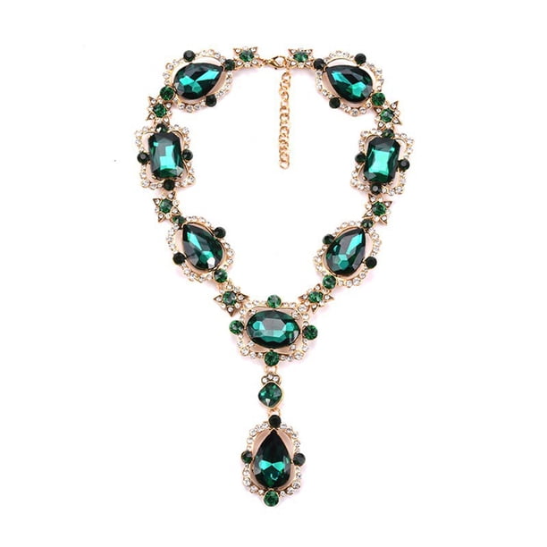 Collar de aleación de cristal Sonducket para mujer con colgante adorno de joyería brillante Verde