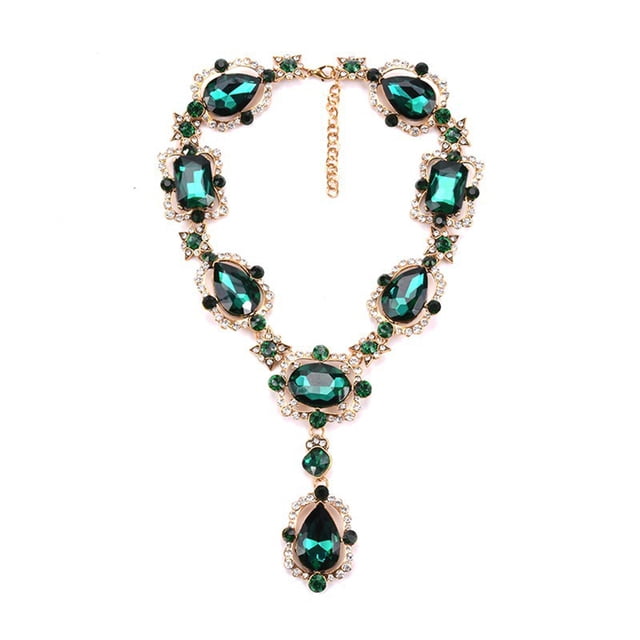 Collar de aleación de cristal Minnieouse para mujer con colgante brillante color Verde