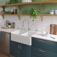thumbnail image 3 of White 32" Smooth Apron Double Bowl Fireclay Farmhouse Kitchen Sink, 3 of 9