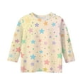thumbnail image 4 of CCRFTGI Girls 3/4 Sleeve Shirts Size 10-12 Trendy Floral Prints Basic Shirts Crew Neck Comfy Soft Tee Top Beige 9-10Years, 4 of 4