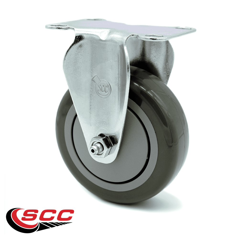 4 Inch Gray Polyurethane Wheel Rigid Top Plate Caster Service Caster Brand