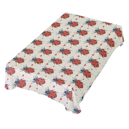 

JSTEL Lady Bug Heart Dotted Lines Table Cloth Rectangle 60 x 90 Inch Tablecloth Anti Wrinkle Table Cover for Dining Kitchen Parties