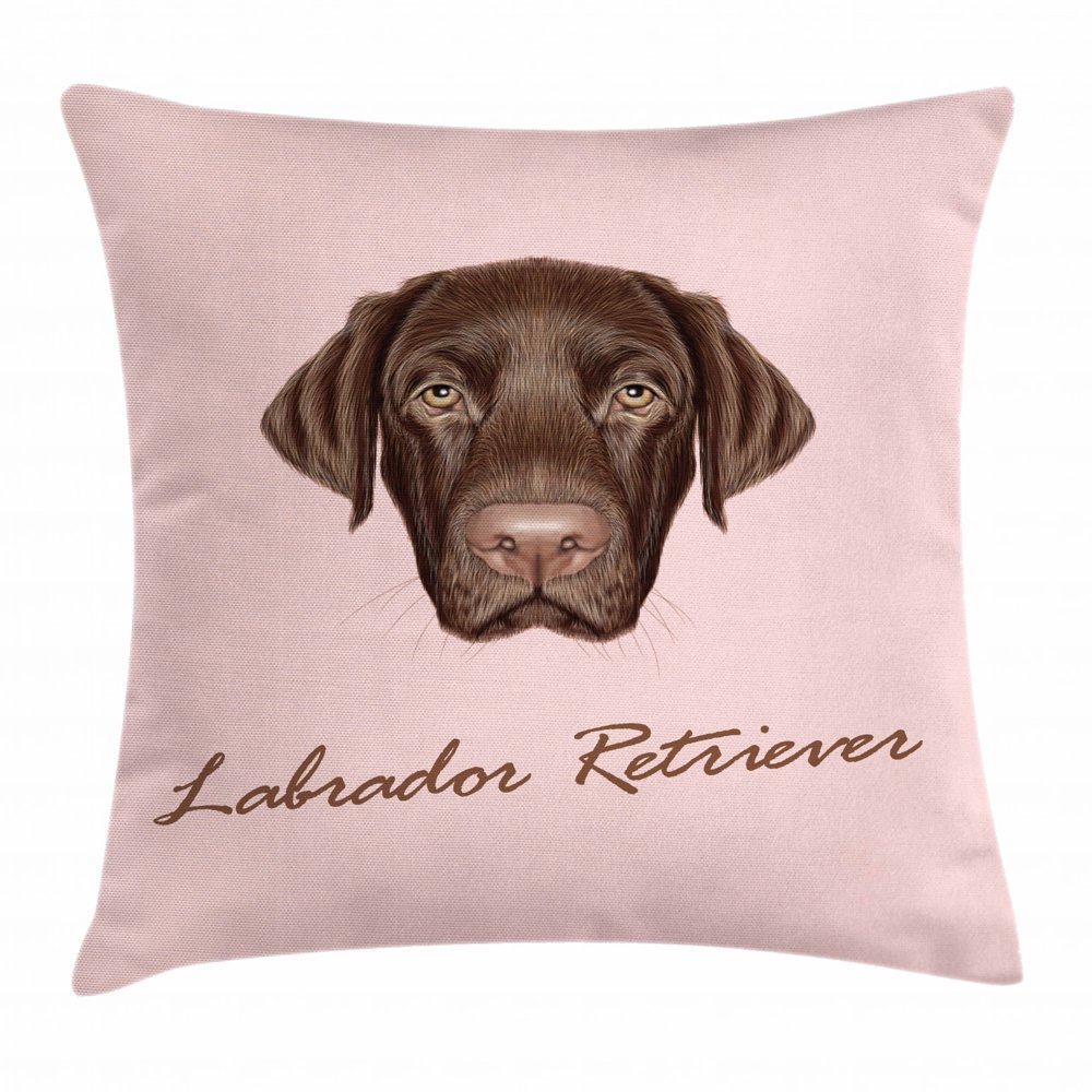 Labrador Throw Pillow Cushion Cover, Modern Retriever Portrait with
