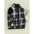 thumbnail image 4 of Kids Spring Autumn Vest Coat Sleeveless Stand Collar Plaid Waistcoat with 2 Pockets, 4 of 10