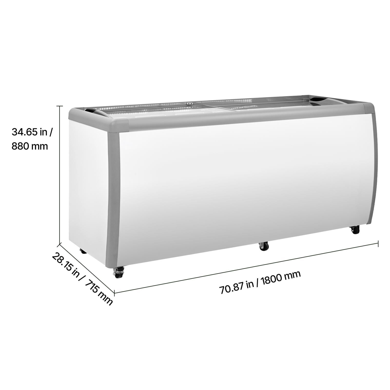 KFFKFF Commercial Ice Cream Display Freezer, 20 Cu.ft Capacity Chest Freezer, Gelato Dipping Cabinet for Restaurants with Casters, Sliding Glass Door, LED Lights, Holds 12 Ice Cream Containers