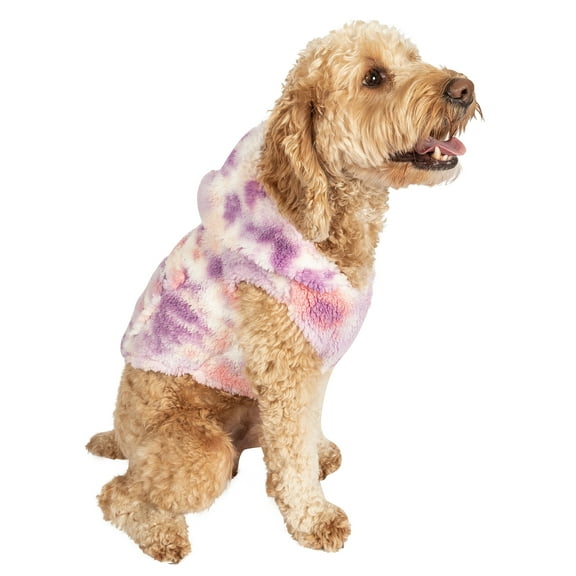 Justice Pet Polyester Sherpa Tie-Dye Dog Hoodie, S