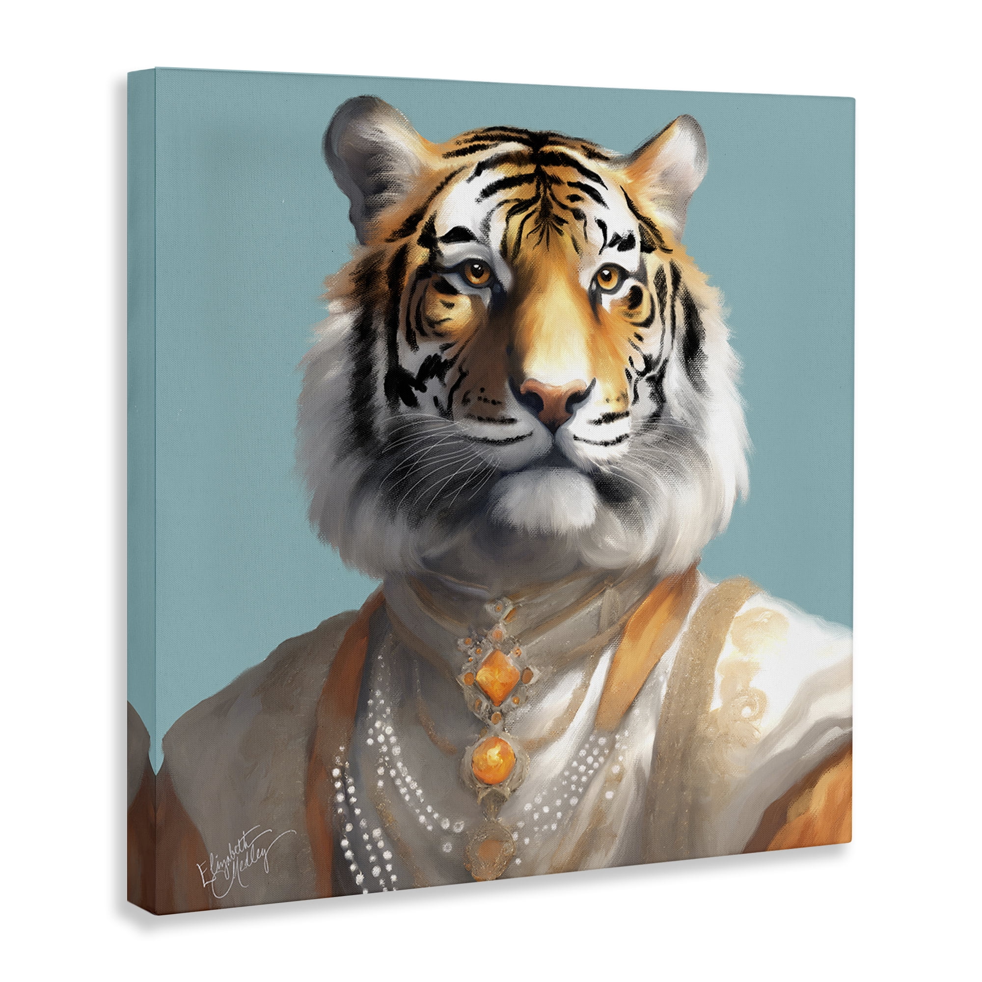Stupell Industries Sir Prince Tiger Animals Painting Wrapped Canvas Art Print Wall Art, 24 x 24