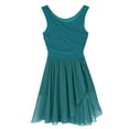 thumbnail image 4 of Jizyo Women V-Neck Chiffon Ballet Dance Dress Gymnastics Leotard Dress Lyrical Dance Costumes Green M, 4 of 7