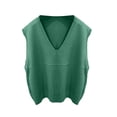 thumbnail image 3 of Sweater Vest for Women Fashionable Sleeveless V Neck Pullover Knitted Tops 2026 Fall Spring Outfits Solid Color Waistcoat Temperament Casual Sweater Dark Green S, 3 of 4