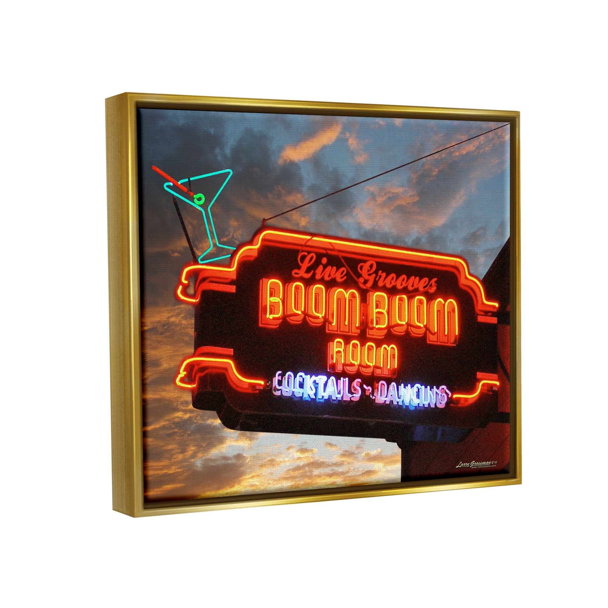 Stupell Industries Boom Room Cocktail Bar Food & Beverage Photography Gold Floater Framed Canvas Art Print Wall Art, 31 x 25