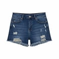 thumbnail image 5 of Yifymode Jean Shorts Womens Summer Mid Rise Stretchy Ripped Denim Shorts Casual Mid Thigh Cut Off Jorts with Pockets,Dark Blue 2XL, 5 of 5