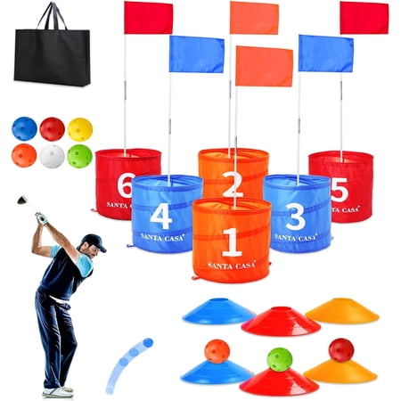 Golf Backyard Bucket Game - 6-Hole Portable Yard Games Golf Chipping Practice Set for Adults & Pros, Lawn Golf Training, Family Fun at Beach & Park for Dad, Man, Teens