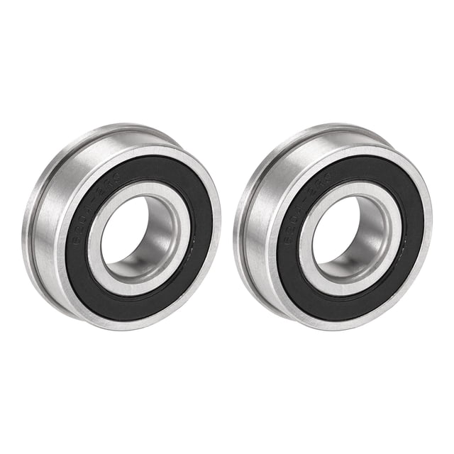 Unique Bargains F6204-2RS 20x47x14mm Double Scellé Roulements à Billes à Bride en Acier Chromé 2 Pack