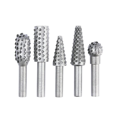 

15 Sets 5pcs/set Woodworking Steel Rotary File Wood Carving Rasp Drill Bit Kit Rotating Embossed Grinding Head Power Tools gray