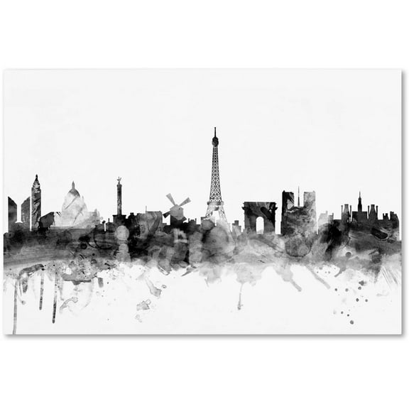 Trademark Fine Art "Paris France Skyline B&W" Canvas Art by Michael Tompsett