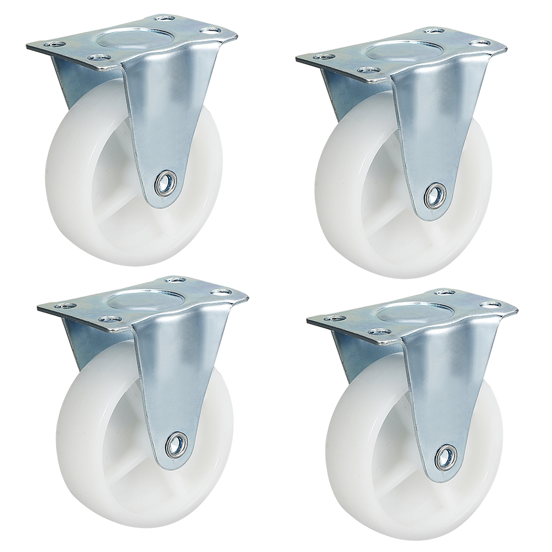3"Rigid NonSwivel Casters PP Plastic Wheel Top Plate Mounted 4pcs