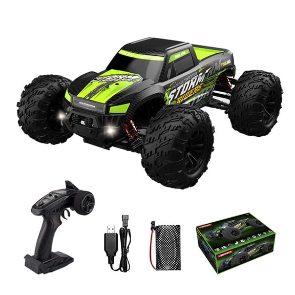 G162 1/16 Scale 4WD RC Off Road Truck With 2.4GHz Stepless Speed Control Car Vehicle High Performance Motor Long Range Remote Control For Dirt Grass And Gravel- Green / Brushless